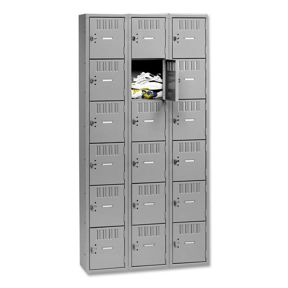Tennsco Box Compartments Triple Stack 36w x 18d x 72h Medium Gray BS6121812CMG