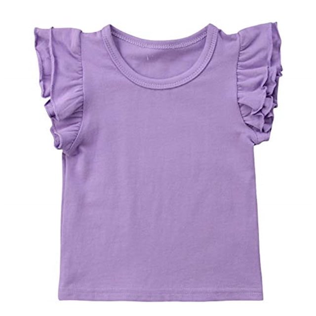 EYIIYE Baby Girl Ruffle Sleeve T-Shirt Top Basic Tee Summer Outfit