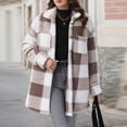 thumbnail image 2 of Wensltd Plaid Jacket for Women No Hood Fall Winter Double-faced Fleece Outfit Lightweight Black, 2 of 7