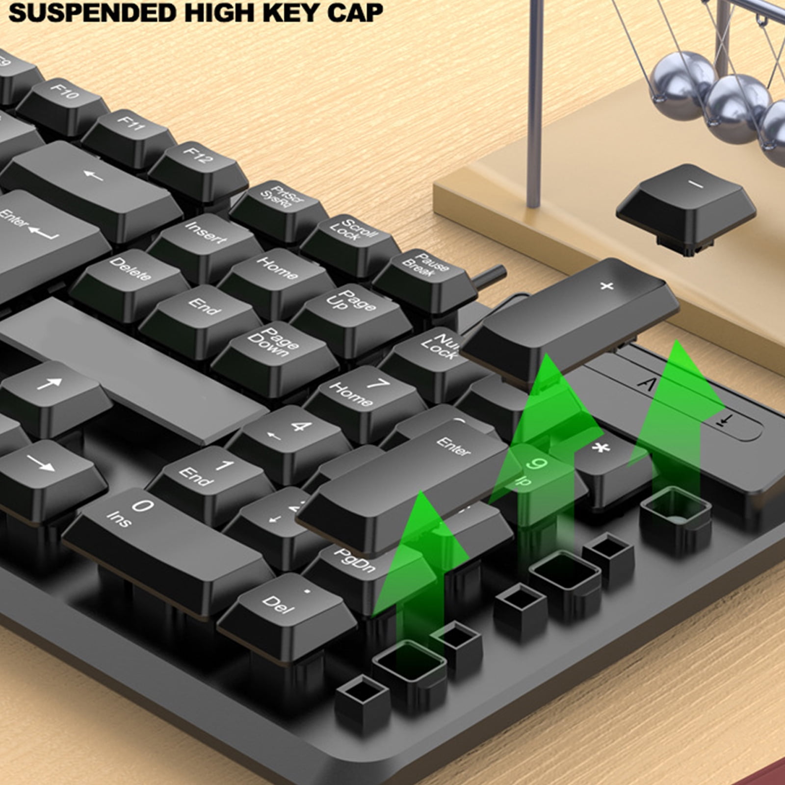 Gaming Keyboard and Combo USB Corded Full Size Mechanical Feeling Keyboard for PC Laptop Desktop