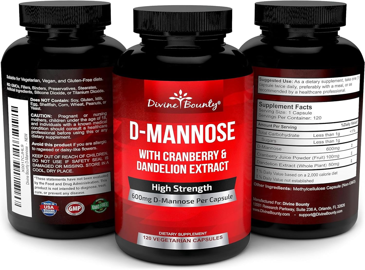 Amazon.com: Divine Bounty D-Mannose Capsules - 600mg D