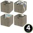 thumbnail image 2 of mDesign Seagrass Woven Cube Bin Basket Organizer, Handles, 4 Pack - Gray Wash, 2 of 8