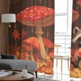 thumbnail image 4 of Fall Mushroom Raccoon Sheer Curtains 96 Inches Long 2 Panels Set, Window Sheer Curtains for Living Room/Bedroom, Red Orange Autumn Maple Leaf Light Filtering Rod Pocket Curtain 52'' x 96'' x 2, 4 of 7