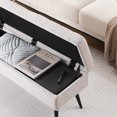 thumbnail image 3 of Storage bench end of bed ottoman, 43.3 inches entryway bench for living room Bedroom, linen beige, 3 of 6