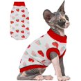 thumbnail image 1 of PUMYPOREITY Vêtements pour Chat Sphynx, Chandail Extensible, Chemise Douce, Pyjama Chandail, Col Roulé pour Sphynx, Cornish Rex, Devon Rex, Rouge, TP, 1 of 6