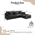 thumbnail image 5 of 120" Cloud Couch Sectional for Living Room, Down Filled Convertible L Shape Couch with Ottoman,Black, 5 of 15