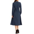 thumbnail image 3 of INSPIRE CHIC Elegant Maxi Dresses for Women's 2023 Button Front Band Collar Roll Up Sleeve Dress with Belt Navy Blue M, 3 of 5
