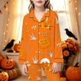 thumbnail image 2 of SJLDQY Halloween Pajamas for Girls Hallowmas Print Long Sleeve Shirts and Pants 2 Piece Loungewear Sets Casual Sleepwear Button Down Pj Sets, 2 of 5