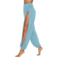 thumbnail image 2 of High Slit Harem Pants Women Hippie Harem Pants Trousers Light Blue L, 2 of 7