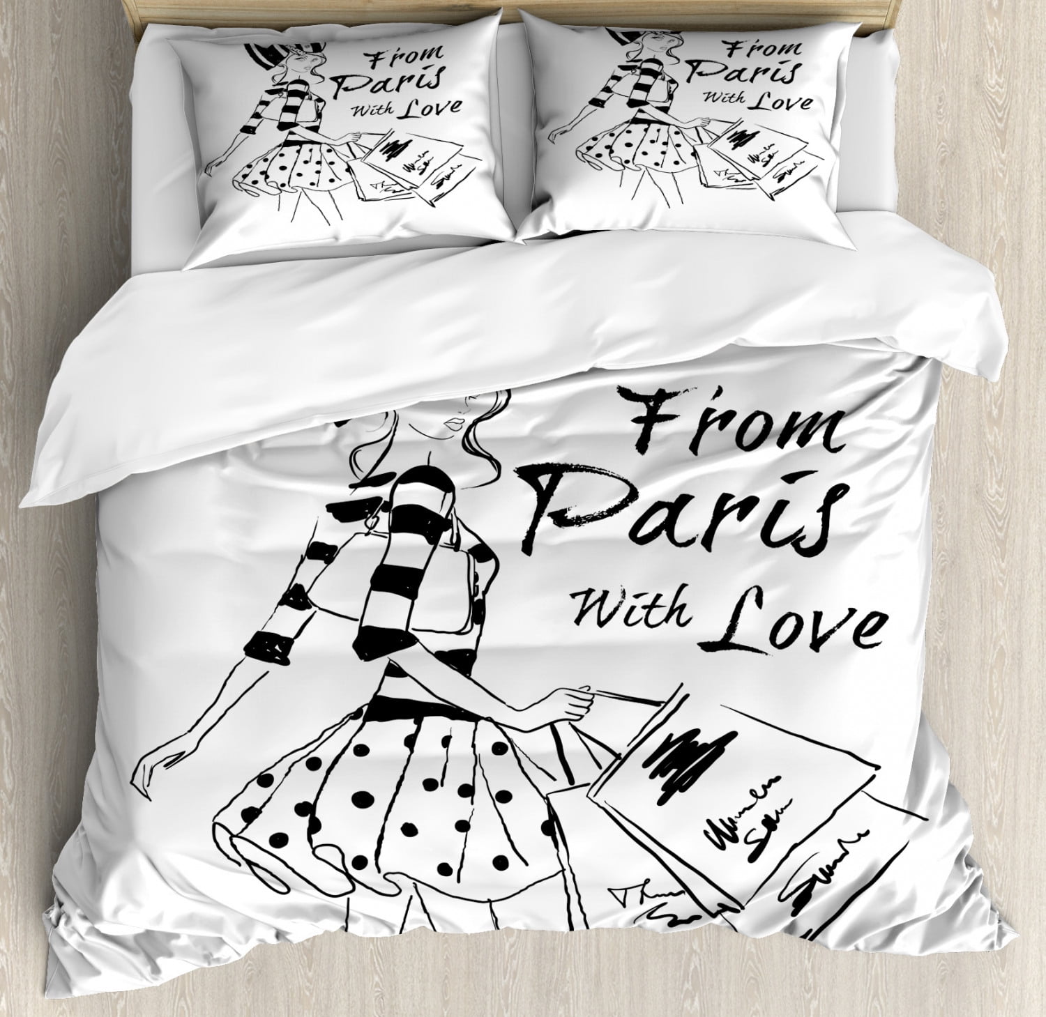 Paris Duvet Cover Set From Paris With Love Fashion Hand Drawn