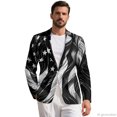 thumbnail image 2 of Psesaysky Black White Stars Stripe Mens Casual Blazer Jacket, Solid Color Single Button Suit Jacket Slim Fit Polyester Men's Suit Jacket for Office, 2 of 8