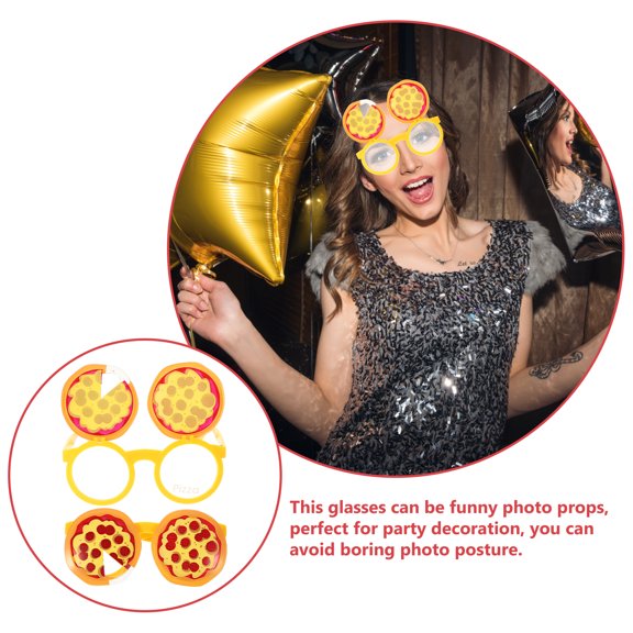 Luxshiny Writwaa 2pcs Funny Pizza Glasses, Unique Party Eyewear for Adults and Kids, Ideal Photo Prop for Birthdays, Luau and Themed Celebrations