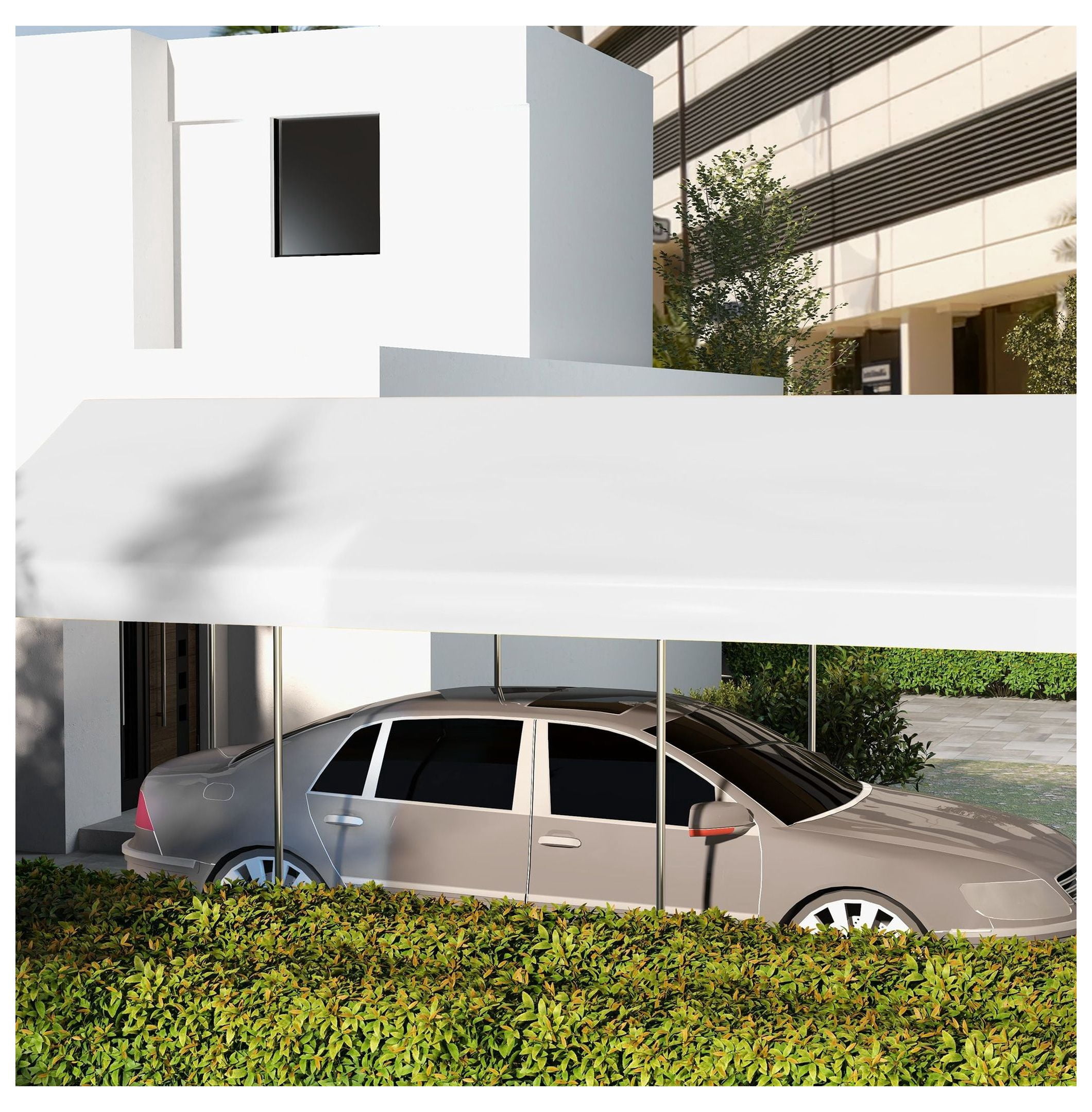19.7' x 9.7' Carport Canopy Replacement - UV Resistant Car Cover with Bungee Cords - White - Fits 84C-386V00/207 Series