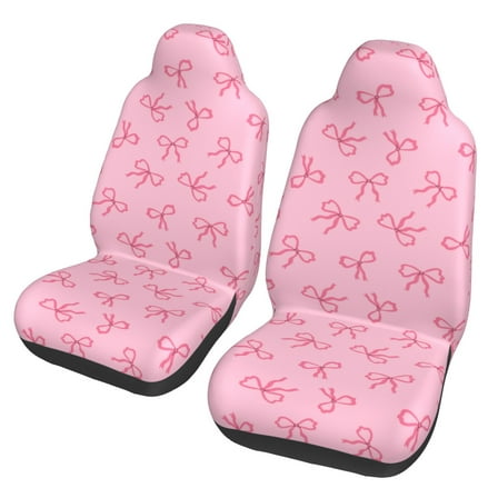 Honeii Pink Bows Print Car Seat Covers 2 Pieces, Full Set Universal Seat Covers for Cars, Waterproof Auto Seat Protectors