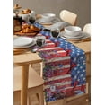 thumbnail image 3 of American Flag Burlap Cotton Table Runner 18x72 Inches Long, Red Blue Star Stripe Patriotic Floral Bird Farmhouse Table Runners, Outdoor Dining Tablecloths Decor for Baby Shower/Party/Wedding, 3 of 6