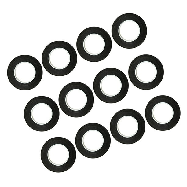 12 piezas de cinta de papel floral para tallos, ideal para envolver ramos y manualidades. Negro