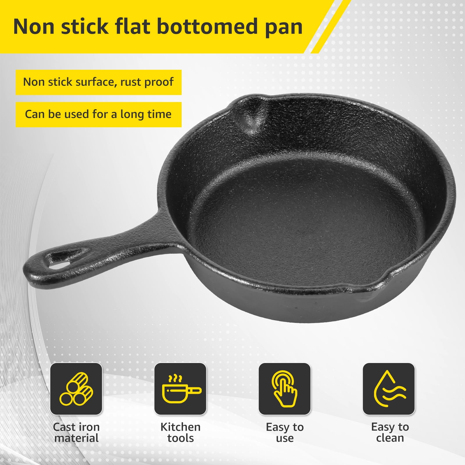 AEVXKHI 4PCS Mini Iron Skillet for Stove Oven, Anti Rust Non Stick Small Frying Pans Even Heating No Coating Egg Frying Skillet with Double Drip Spout for Indoor and Outdoor