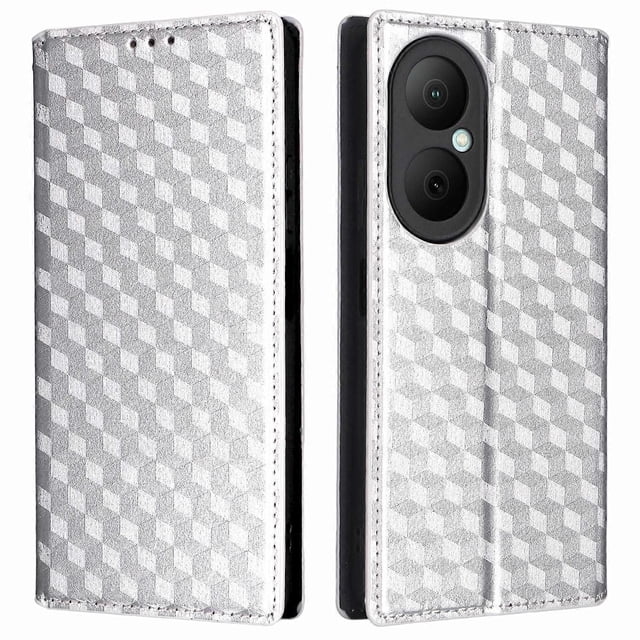 For Huawei Enjoy 80 Case Wallet Rhombus Imprinted Leather Phone Cover -