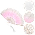 thumbnail image 4 of Embroidered Plume Fan Vintage Style Hand Fan Costume Party Dancing Hand Fan, 4 of 8