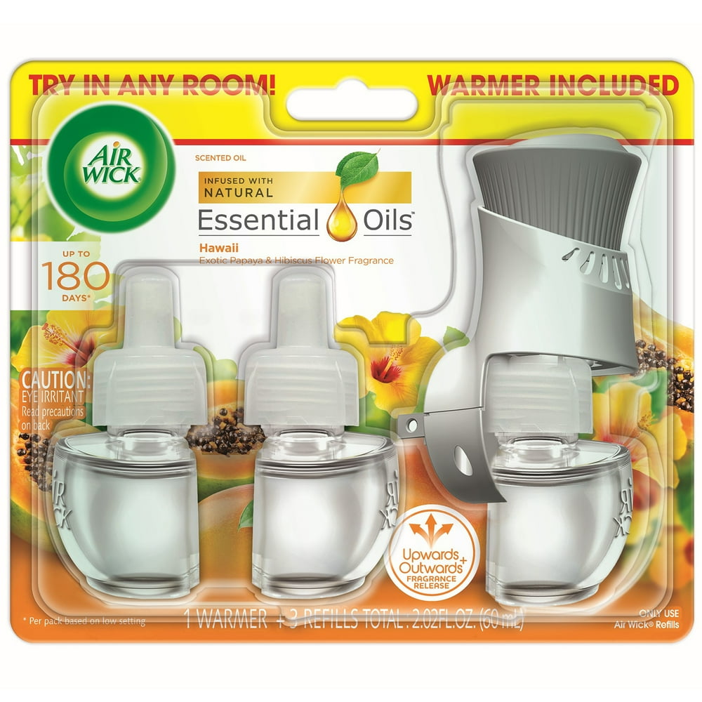 Air Wick Plug in Scented Oil Starter Kit (Warmer + 3 Refills), Hawaii