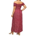 thumbnail image 4 of HIMONE Robe Maxi Bohème d'Été à Épaules Dénudées pour Femmes, Imprimé Floral, Longue Robe de Plage Fendue, Grande Taille, Robe de Bal, 4 of 5