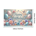 thumbnail image 3 of Floral Theme Birthday Banner Pastel Colors Balloon Decoration Happy Birthday Design for Kids Party Indoor Celebration, 3 of 8