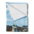 thumbnail image 2 of Landscape Soft Flannel Fleece Blanket, Panoramic View of Oak Chapel Bridge Northern Lands Lake European Aged City Print, Cozy Plush for Indoor and Outdoor Use, 50" x 70", Blue Brown, by Ambesonne, 2 of 5
