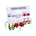 thumbnail image 3 of Pendientes festivos con cascabeles de colores, Papá Noel y árbol de Navidad, pendientes de hierro., 3 of 6