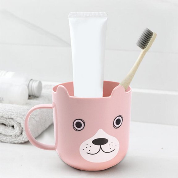 Clearance Glass&Bottle under $5 1PC Plastic Mouthwash Cup With Handle Bathroom Accessories Non Slip Toothbrush Holder Reusable Bathroom Vanity Sink Countertop Bathroom Cup (multicolor Pattern Ra