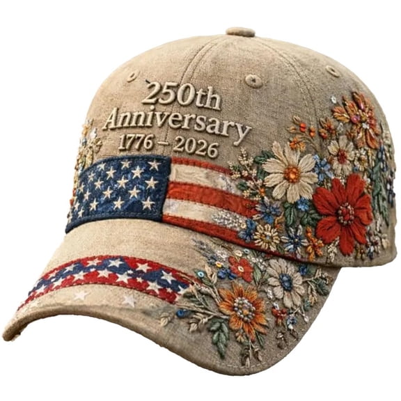 US Vintage Country Style 250th Anniversary Hat Floral American Flag Baseball Cap Patriotic Cap US Vintage 250th Anniversary Hat USA Flag Cap USA 250 Years Baseball Cap