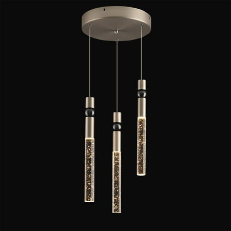 

JoollySun 3 Lights Cluster Pendant Light Modern Crystal LED Hanging Ceiling Light in Brushed Nickel