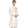 thumbnail image 4 of SKAVIJ Men's Art Silk Kurta Top Indian Wedding Casual Long Shirt X-Large Offwhite, 4 of 6