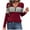 #0261-Wine, variant on Uoodti Women Long Sleeve Zip Striped Pullover Stretchy Color Block Sweater V Neck Ribbed Knit Gift Fall Winter Lightweight Thin S weatshirt