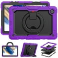 thumbnail image 4 of Samsung Galaxy Tab A8 Case 10.5 Inch 2022 SM-X200/X205/X207 with Built-in Screen Protector, Dteck Heavy Duty 3 in 1 Shockproof Bumper Full Body Drop Protection with 360° Ring Holder,Purple+Black, 4 of 8