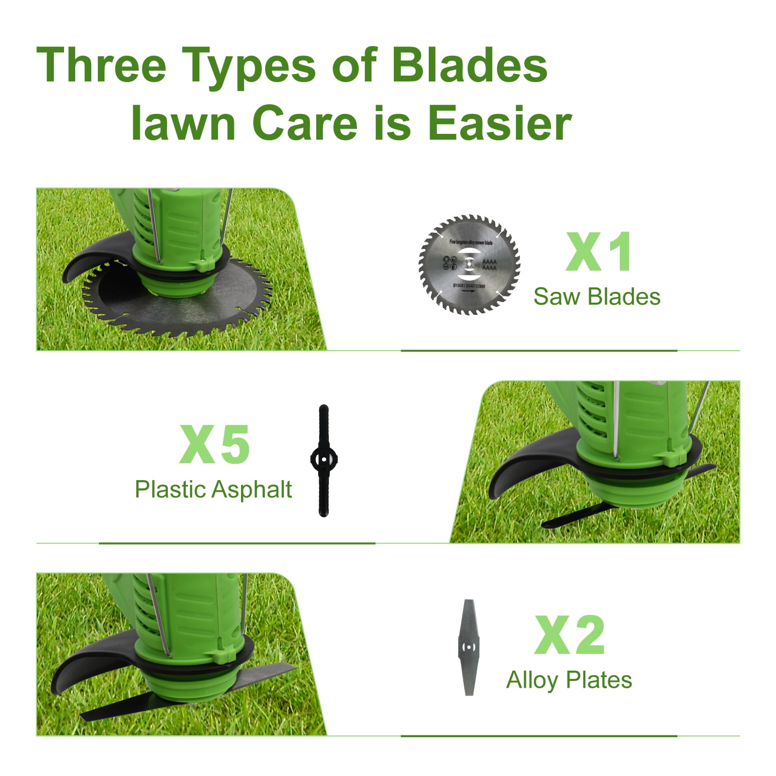 Baokaler Electric Weed Eater Cordless With 2 Batteries, Cordless Weed Wacker, Lawn Mower Pruning Cutter Weed Wacker Garden Trimming Tool