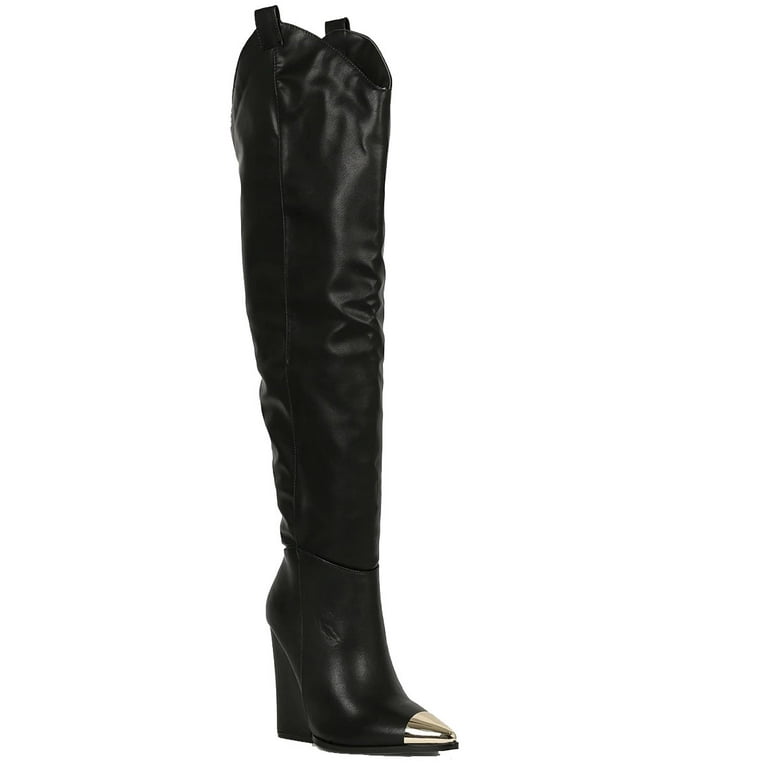 Cape Robbin HITCH ROCKSTAR WESTERN OVER THE KNEE BOOTS BLACK 7 Black Walmart