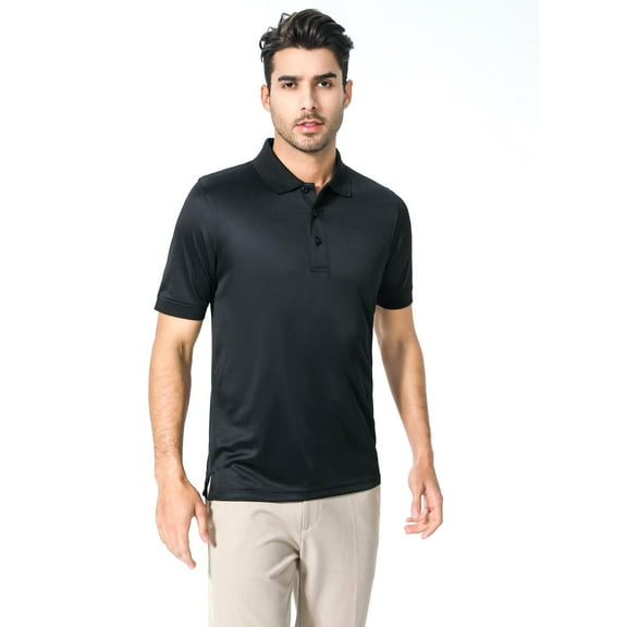 Zfeel Men’s Polo Shirt Polo Collar and Performance Easy Care Short Sleeve Solid Shirt Color Black, S