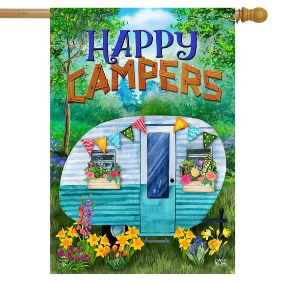 Briarwood Lane Spring Happy Campers Floral House Flag
