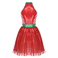 thumbnail image 3 of Hansber Women's Sleeveless Candy Cane Striped Sequin Figure Ice Skating Dress for Holiday Dance Party Wear Red L, 3 of 7