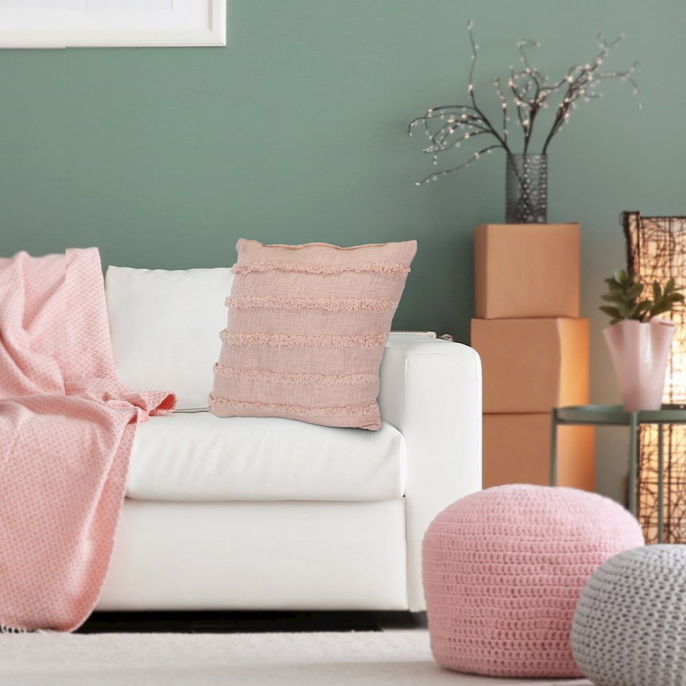 LR Home Rory Cotton Pillow Set of 4 in Pink, 20" x 20"