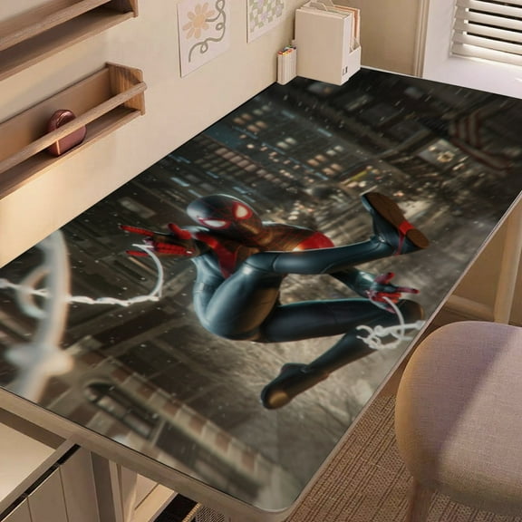 Miles Morales-themed extra-large Non-Slip Base leather Desk Table mat—versatile for computer desks, dining tables, and more.12"x24"(30X60cm）