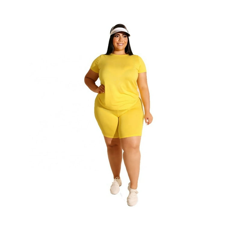Women's plus shop size yellow shorts