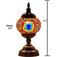 thumbnail image 4 of SILVERFEVER Mosaic Turkish Lamp Moroccan Glass for Table Desk Bedside Bronze Base Bundle with E12 Light Bulb-2 Sizes Vibrant Floral Burst, 4 of 6