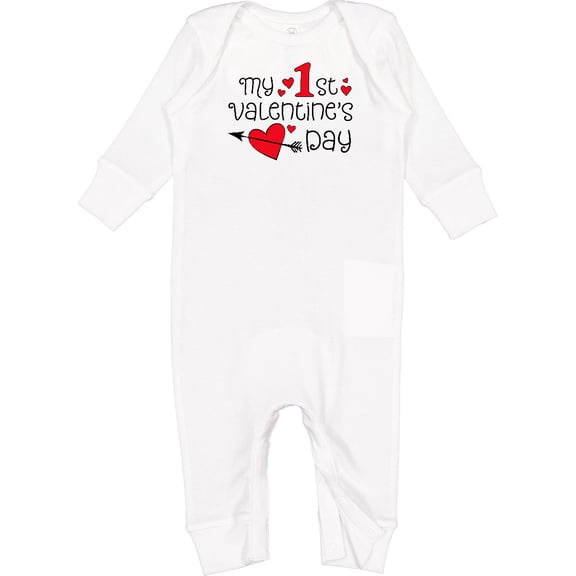 Inktastic My First Valentines Day Red Hearts and Arrow Baby Romper Coveralls