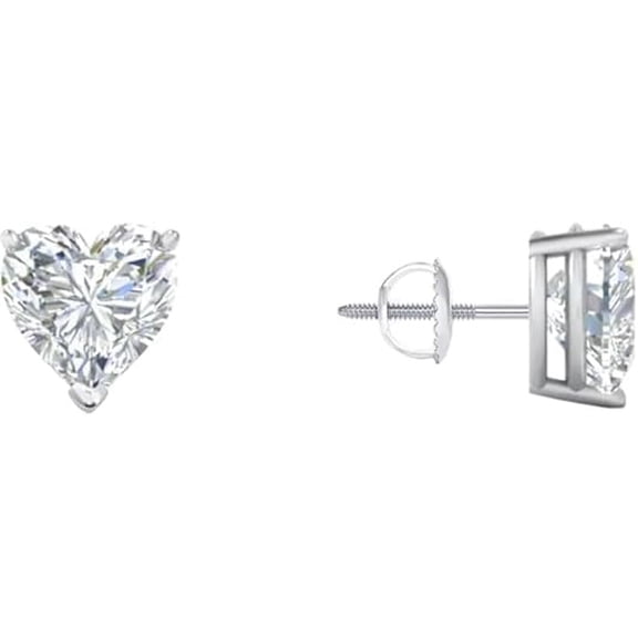 Valentine Gift Heart Diamond Stud Earrings 925 Sterling Silver Gold