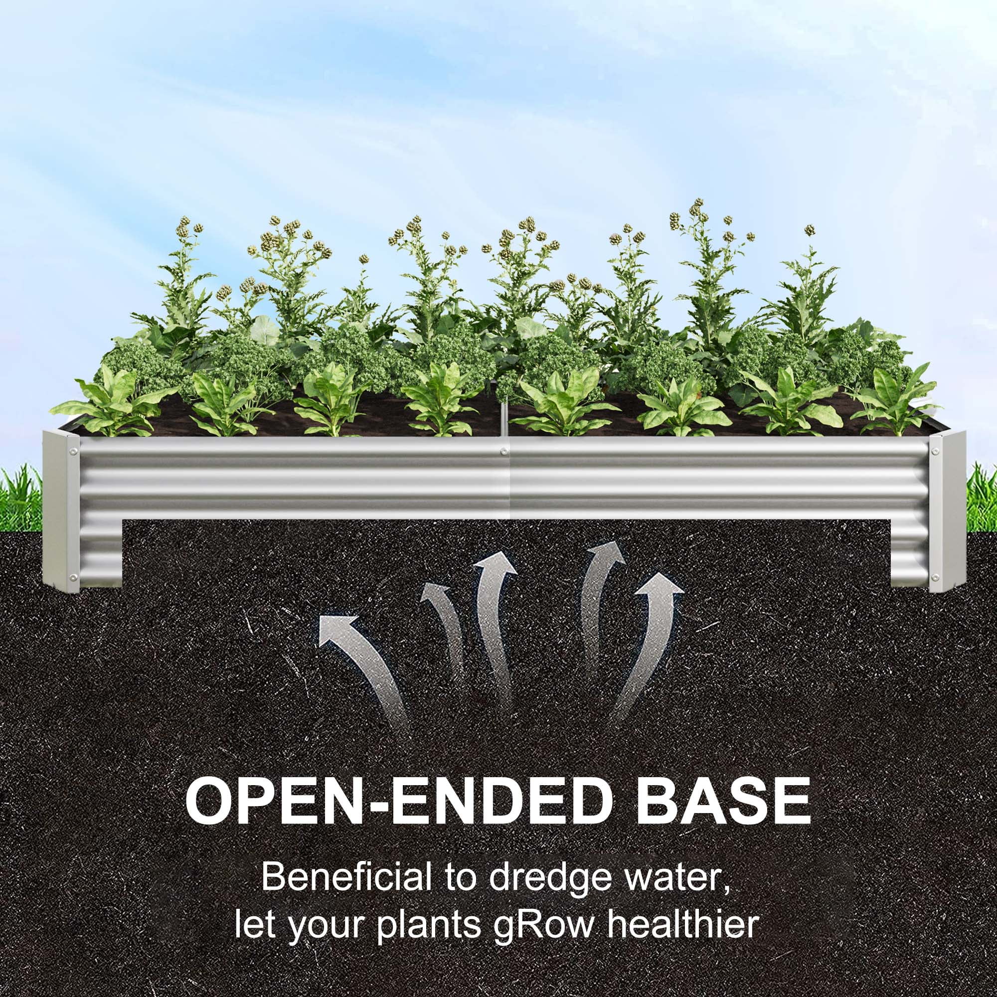 Aukfa Raised Garden Bed Outdoor, Large Heavy Metal Planter Box Steel Kit for Vegetables Flowers Herb, 6 ft x 3 ft, Silver