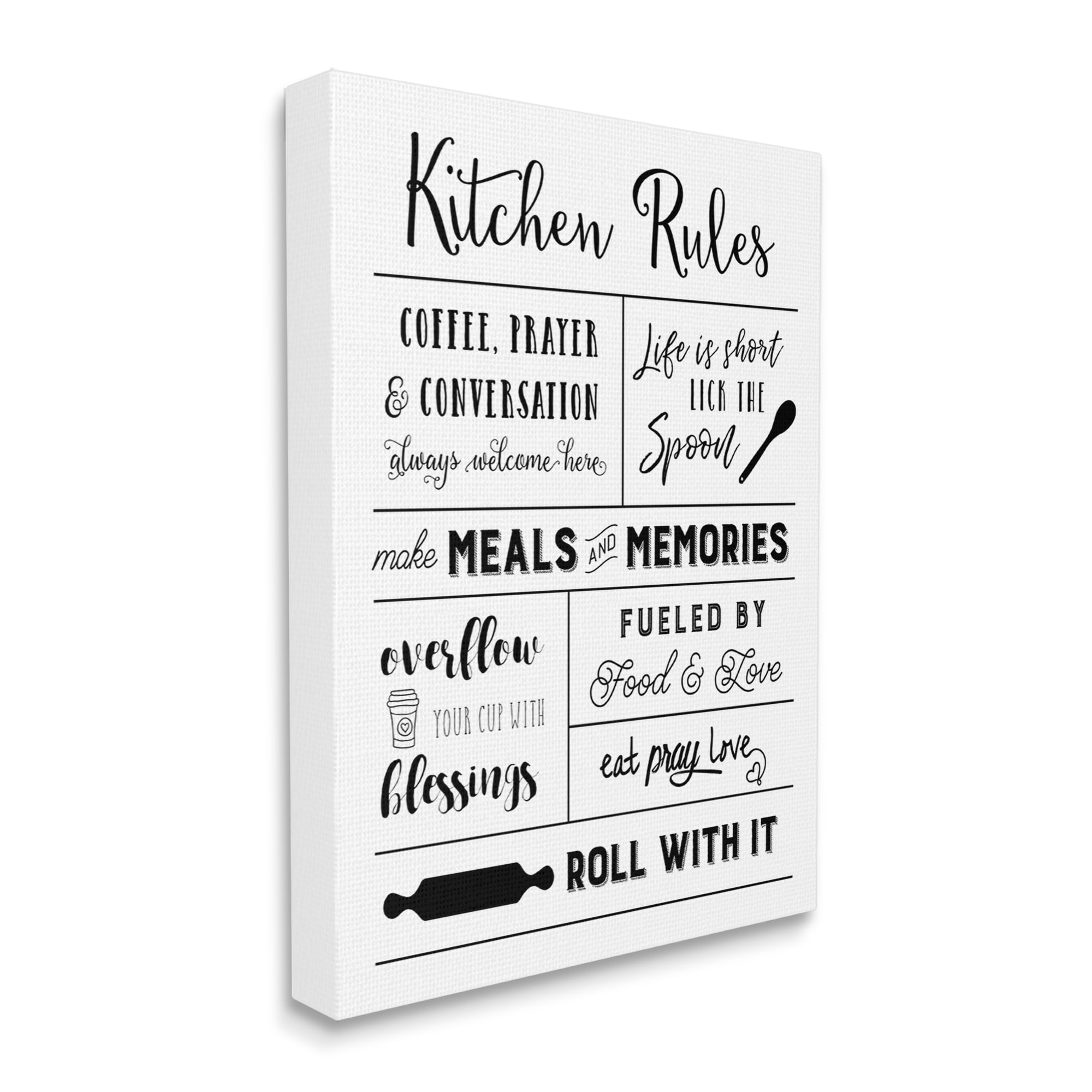Stupell Industries Minimal Kitchen Rules Chart Food & Beverage Painting Gallery Wrapped Canvas Art Print Wall Art, 30 x 40