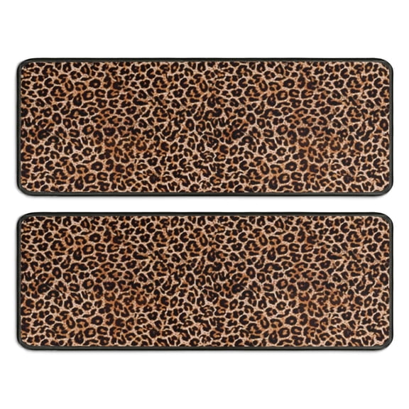 Kitchen Rugs Sets Of 2,Brown and Black Leopard Print Anti Fatigue Kitchen Mat Rugs Non Slip Washable,Decorative Kitchen Floor Mats for Kitchen,Sink,Laundry,17"x47" 17"x47"