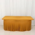 thumbnail image 2 of Efavormart Gold Wavy Spandex Fitted Rectangle 1-Piece Tablecloth Table Skirt, Stretchy Table Skirt Cover with Ruffles 6ft, 2 of 5