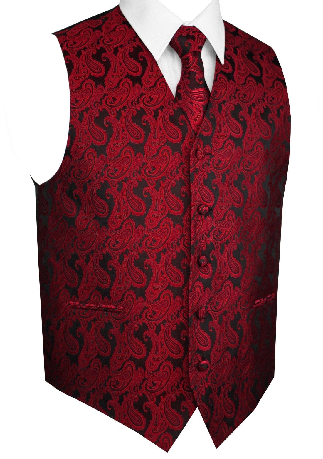 TIE /& HANKIE SET Formal Cruise Prom Wedding MEN/'S NAVY PAISLEY TUXEDO VEST